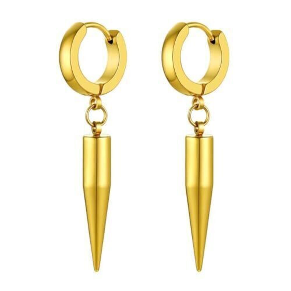 7801 Kpop Dangle Earrings Rock Kpop Stainless Steel Huggie 18K Gold Plated